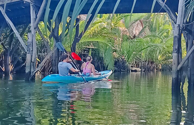 Kampot Kayak Trip around Green Cathedral, Swim, Reflection Sunset