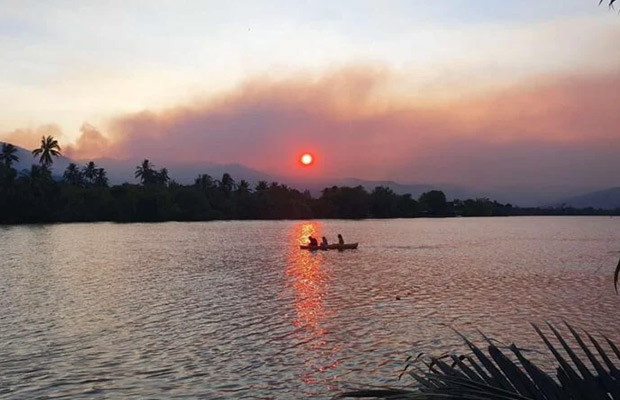 Kampot Kayak Trip around Green Cathedral, Swim, Reflection Sunset