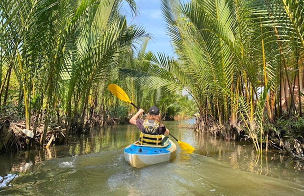 Kampot Kayak Trip around Green Cathedral, Swim, Reflection Sunset